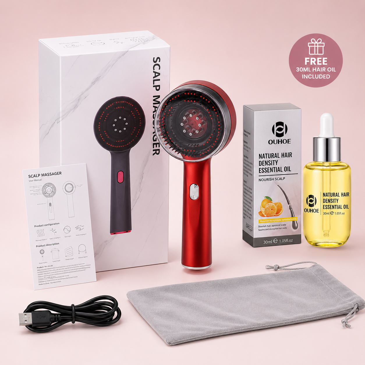 INFRD ScalpRevive™ Red Light Scalp Massager & FREE Hair Oil